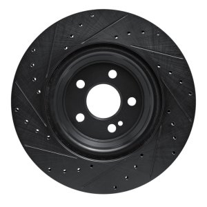 Mercedes-Benz GLE53 AMG Brake Rotor (1) - Rear Right - R1 Concepts - Drilled & Slotted - Black - `20-`26